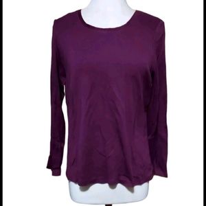 Cato L Top Shirt Long Sleeve Burgundy Purple Woman Top dimensions pit-pit 20", b